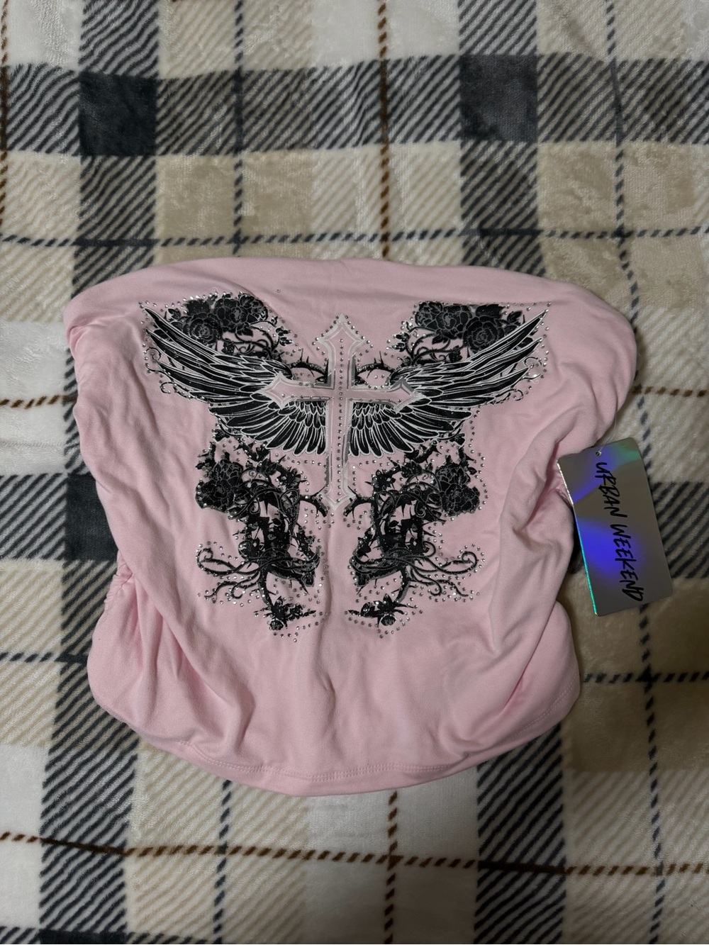 Women's Pink Wing & Cross Strapless Camisole
